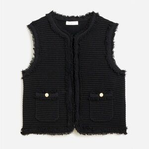 J.Crew Black Frayed Edge Top